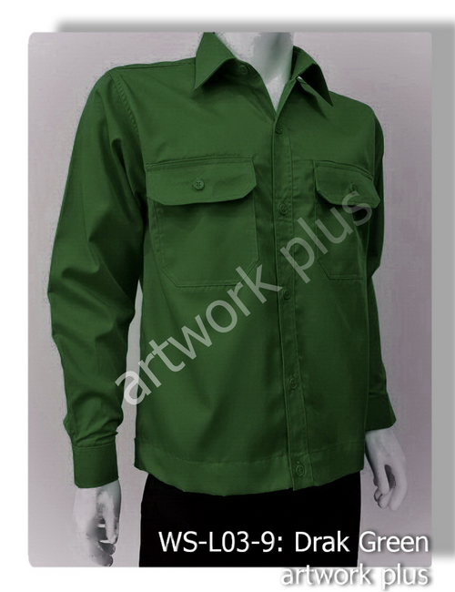 เสื้อช็อปสำเร็จรูป, เสื้อช็อปแขนยาว, เสื้อช่าง แขนยาว ,สีเขียวเข้ม